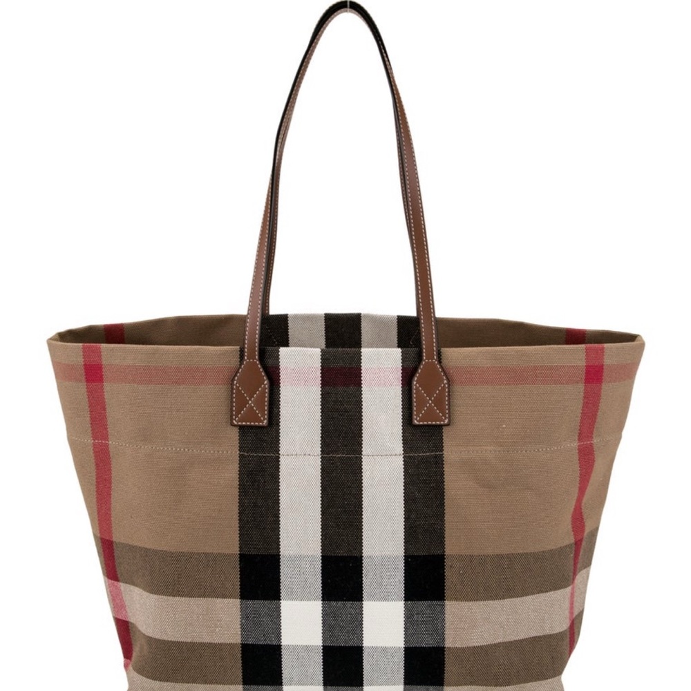 NWT Burberry Tote in Brown, Red, and Black Check